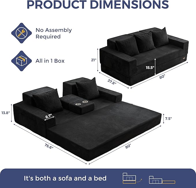 MAXYOYO Convertible Sofa Bed, Folding Sleeper Chair