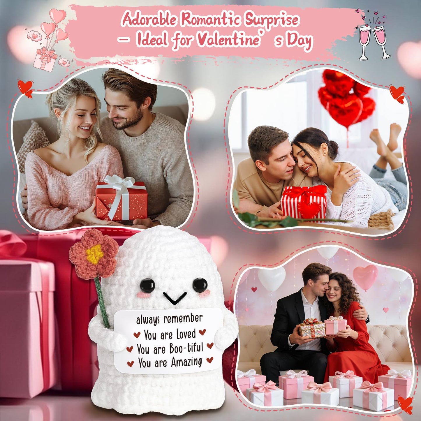 You are Loved Positive Affirmation Gifts for Women Her - Inspirational Valentines & Galentines Birthday Easter basket Stuffer for Friends Teens Daughter Grandkids Student - Uplifting Crochet Ghost
