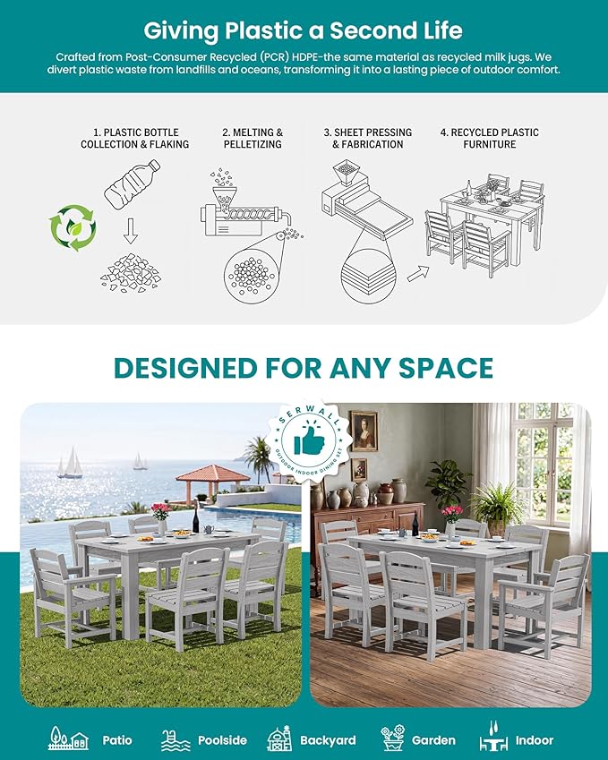 SERWALL Outdoor Dining Sets for 8, Outdoor Dining Sets for 8 Person