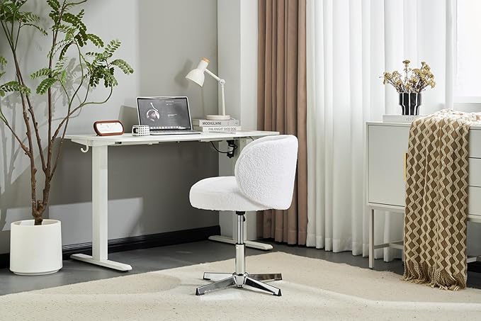 VINGLI Cute Small Swivel Desk Chair Comfy no Wheels, Ergonomic Low-Back Lumbar