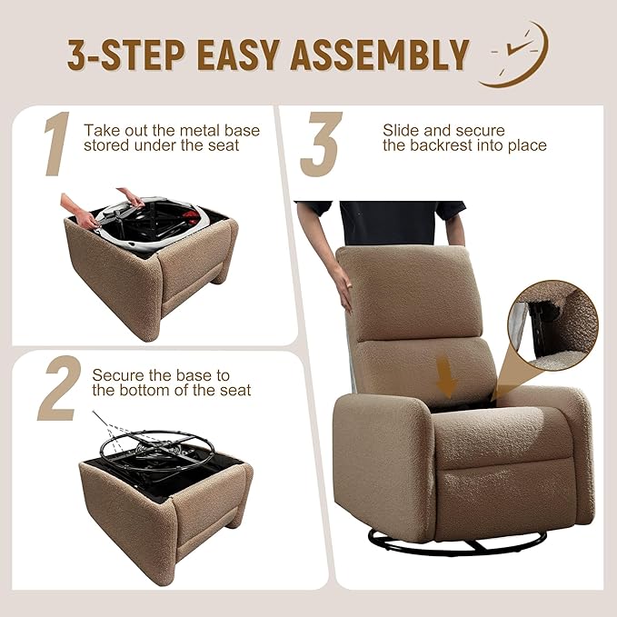 Korser 360° Rocking Chair, Nursery Rocker Chair