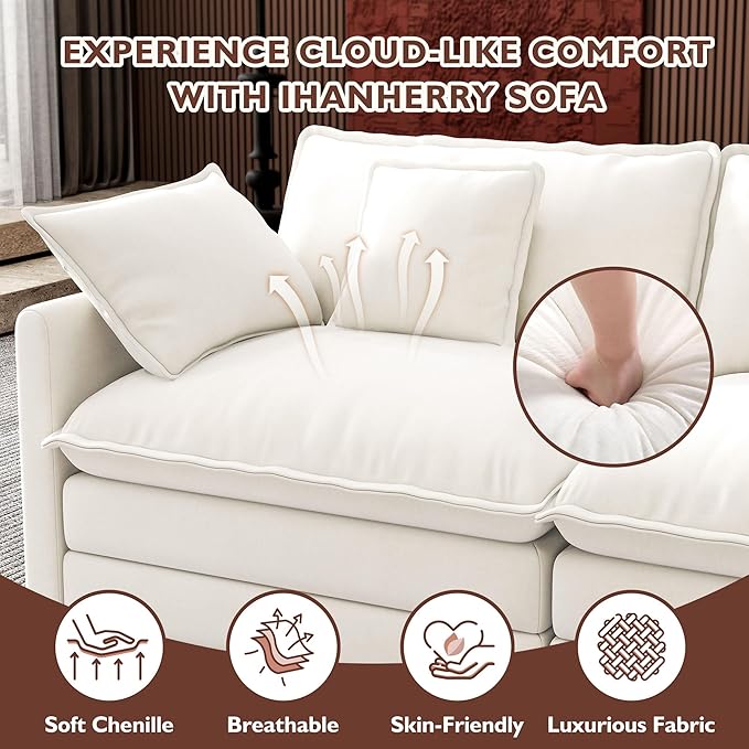 Ihanherry 114" V-Shaped Modern Sofa Modular Sectional Cloud Couch
