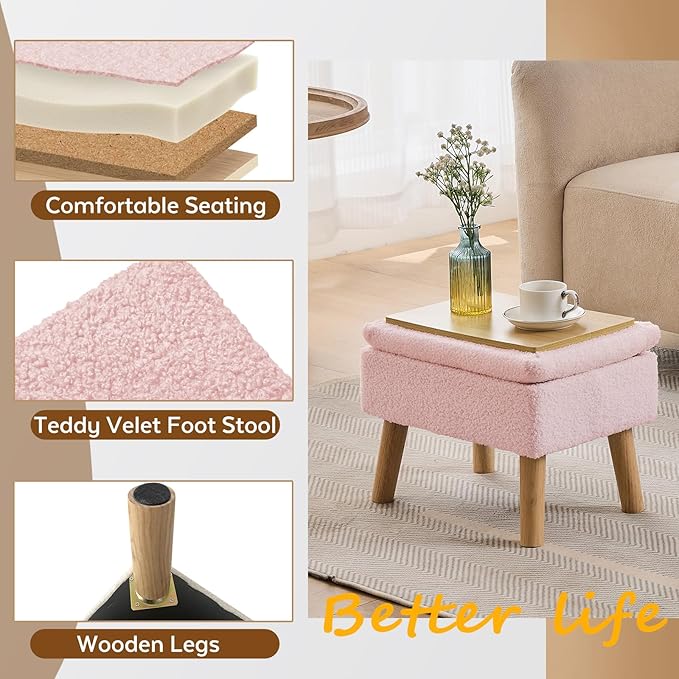 Storage Ottoman, Small Foot Stool Ottoman