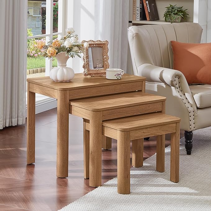 Joaxswe Farmhouse Nesting Tables Set of 3, Living Room Table Set