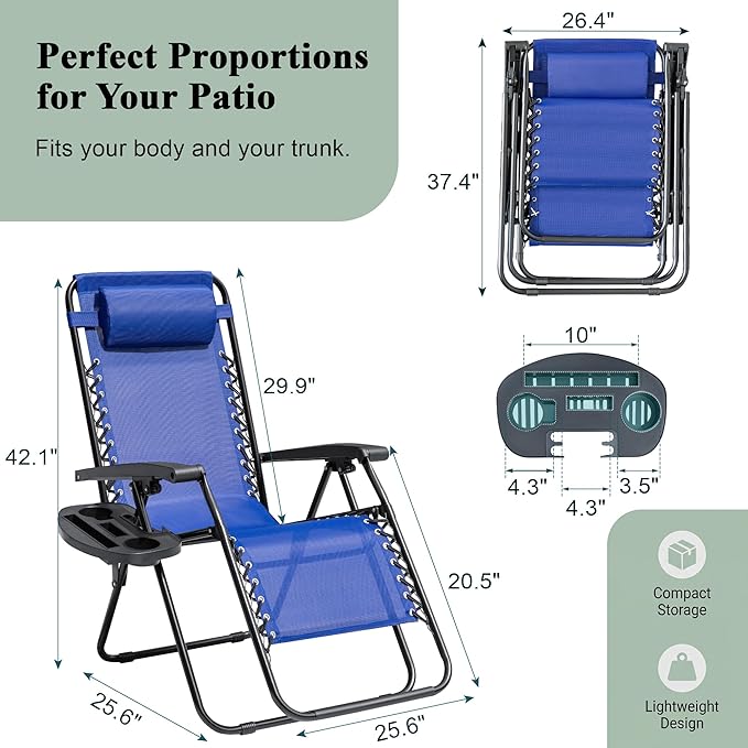 Devoko Padded Zero Gravity Chair, Foldable Anti Gravity Recliner