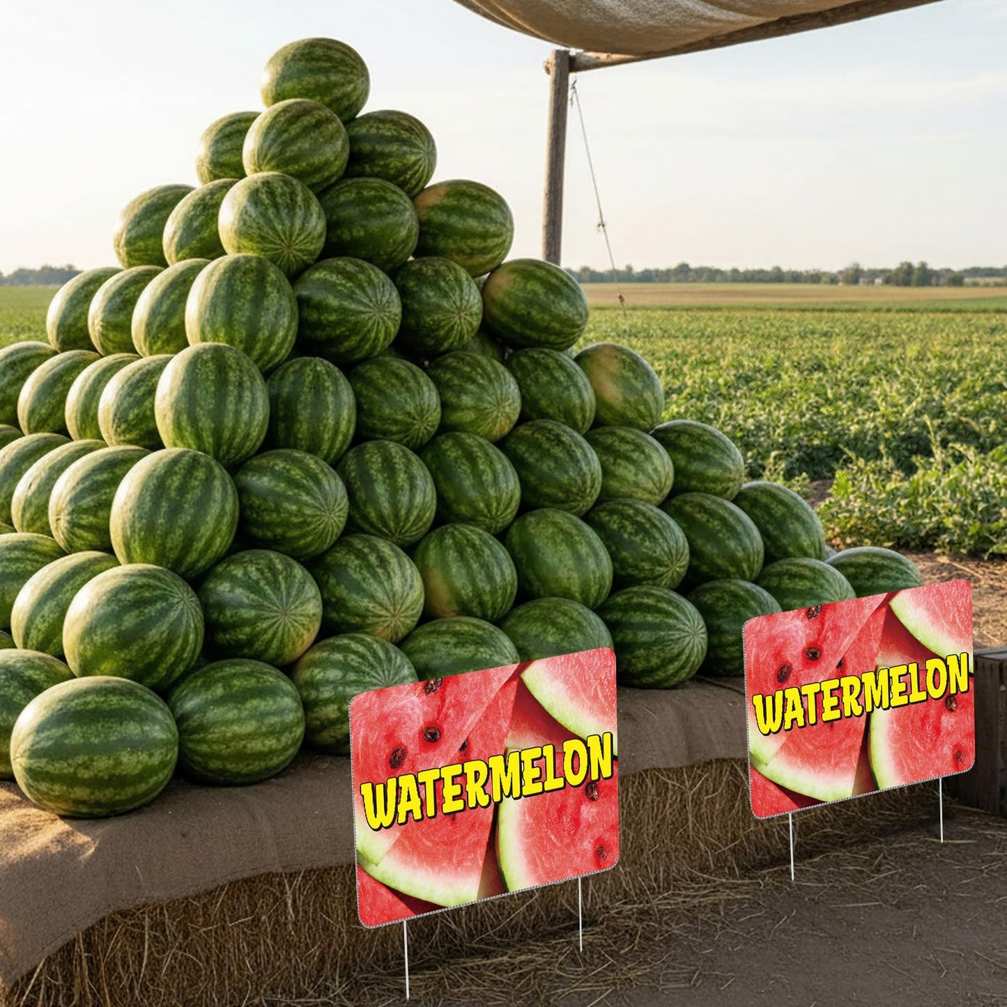 Novabright 3 Pack Watermelon Yard Signs 15.7" x 11.8" Double-sided Watermelon Yard Signs with Stakes Weatherproof Stand Sign for Lawn Outdoor Fruit Party Decorations Stand Supplies Business
