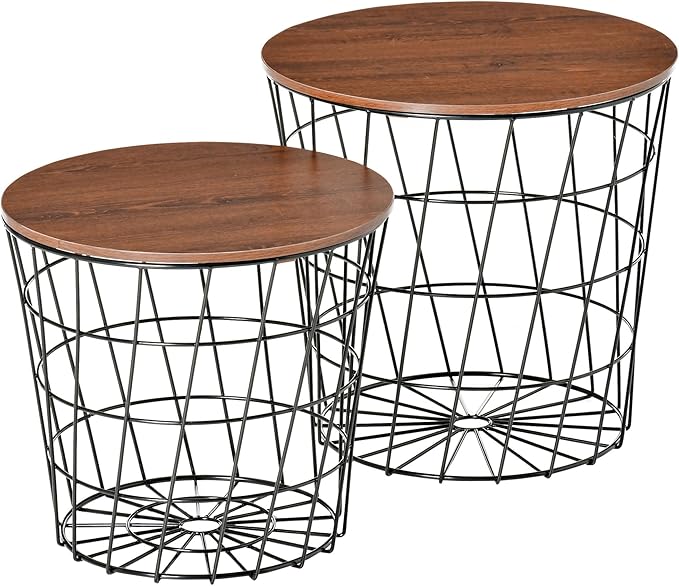 HOMCOM End Tables Set of 2, Nesting Tables