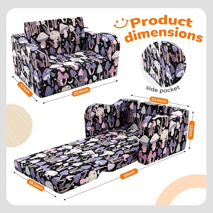 MeMoreCool Toddler Couch Chair – Foldable Kids Sofa