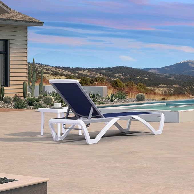 PURPLE LEAF Patio Chaise Lounge Chair Set Outside Aluminum Plastic Stackable