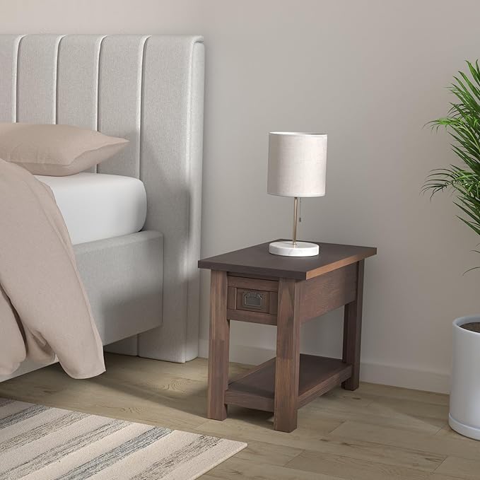 SIMPLIHOME Monroe Narrow Side Table – 14 inch Wide Solid Acacia Wood End Table