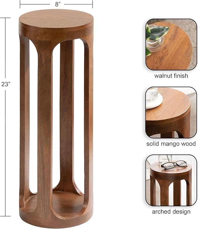 Kate and Laurel Dahl Wooden Round Drink Table; 8 x 23; Walnut Brown;