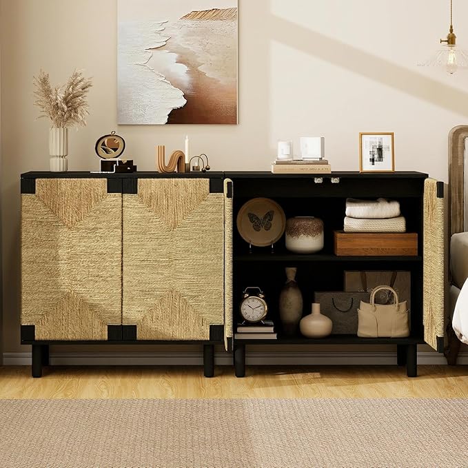 31.5" Accent Storage Cabinets, Modern Boho Sideboard