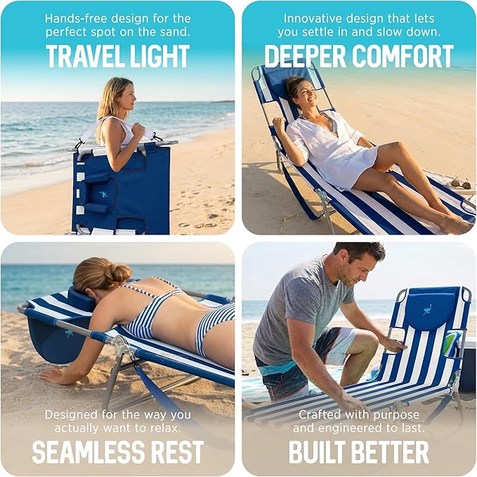 Ostrich Beach Lounge Chair, Folding & Reclining Outdoor Chaise Lounger