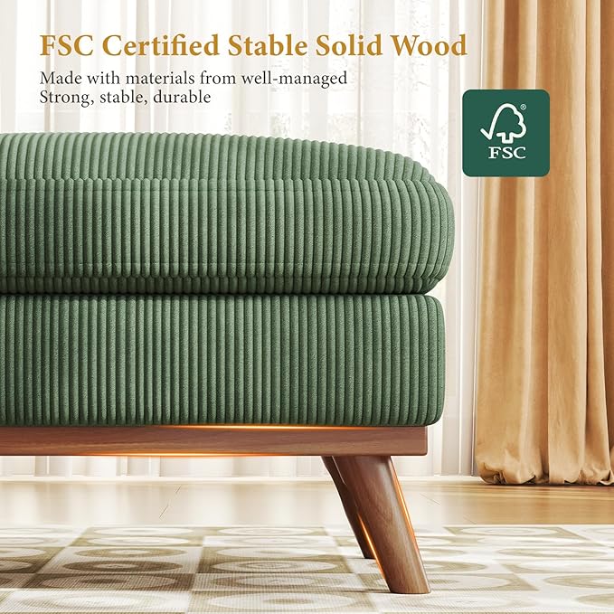 Vesgantti Large Ottoman for Modular Sofa, 29.5" Corduroy Pouf Ottoman