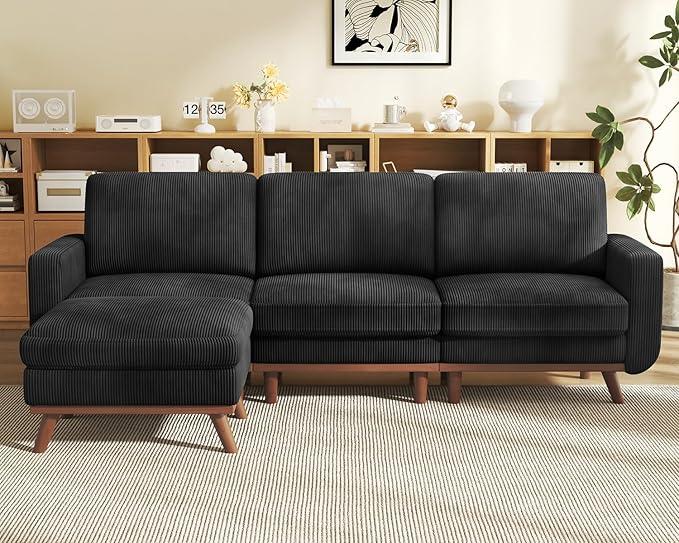 Vesgantti 97" Modular Sectional Sofa Black, L-Shaped Couch