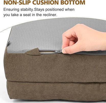 TANYOO Recliner Cushion for Elderly with Lumbar Support Pillow - 20x20x5 Inch Extra Thick Recliner Seat Cushion for Seniors Relief Back Pain and Tailbone Pain from Long Sitting Non-Slip Bottom Brown