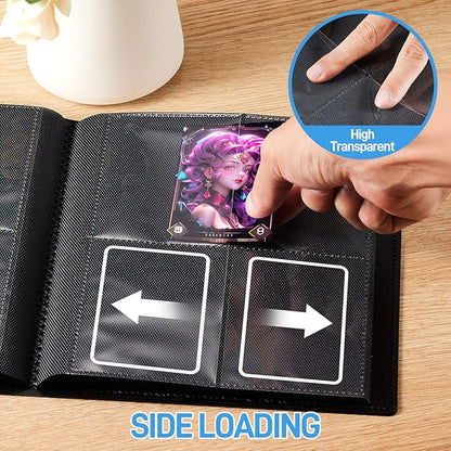 Card Binder, Upgraded 4 Pockets Trading Card Collection Binder for Cards, 160 Pockets Mini Card Book Holder Album - Black