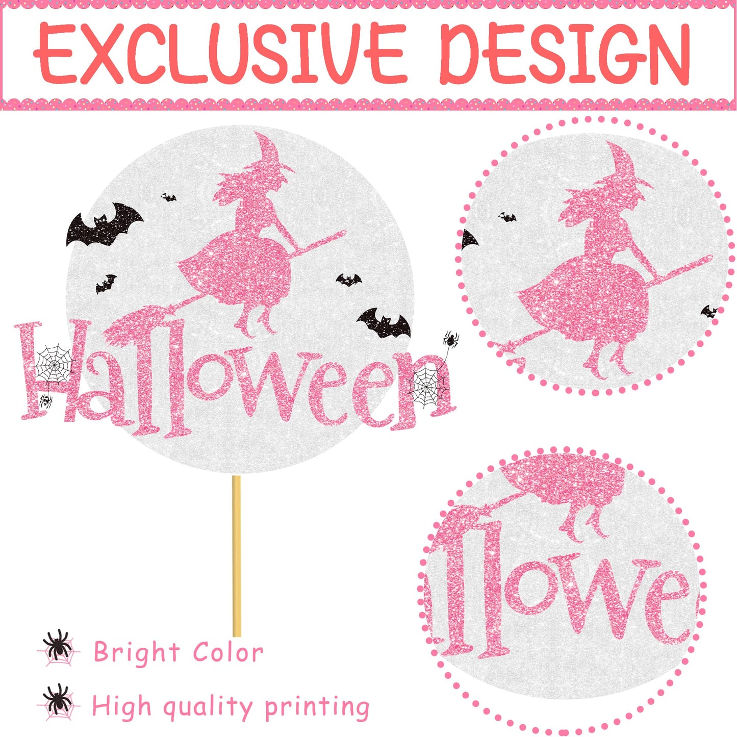 Halloween Happy Boo Day Party Decorations 24PCS Pink Black Pumpkin Ghost Centerpiece Sticks Happy Boo Day Table Toppers Halloween Birthday Party Supplies for Little Boo Baby Shower Decor