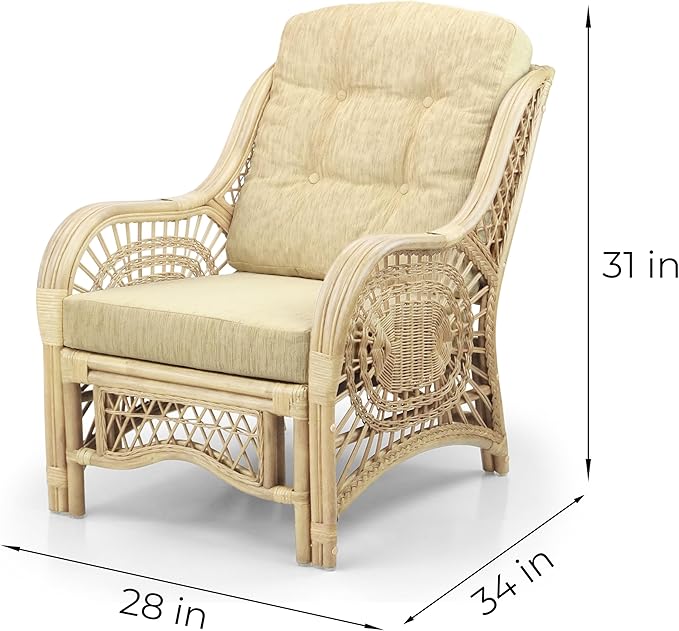 Malibu Lounge Living Accent Armchair Natural Rattan Wicker Handmade Design