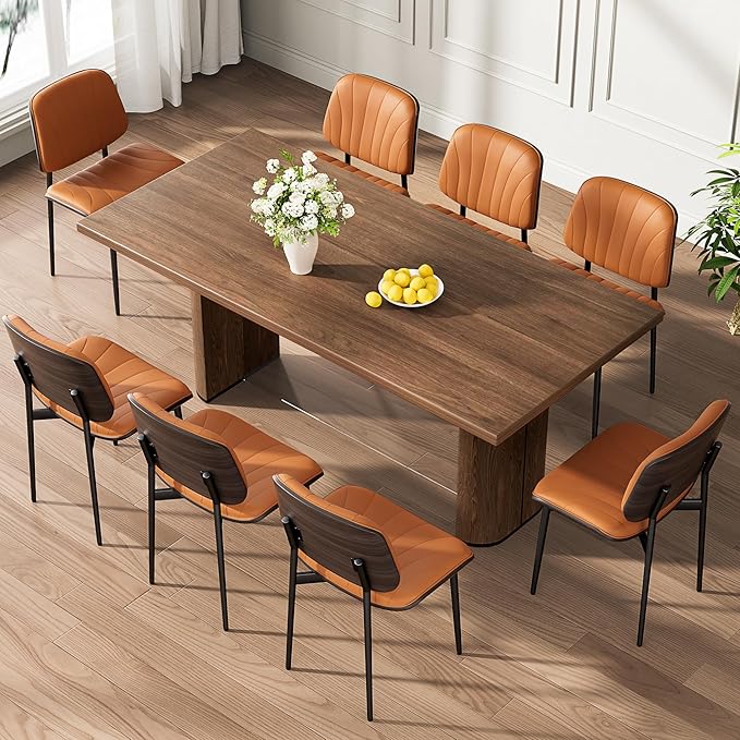 REONEY Dining Chairs Set of 4, Mid-Century Modern Upholstered PU Leather Chairs