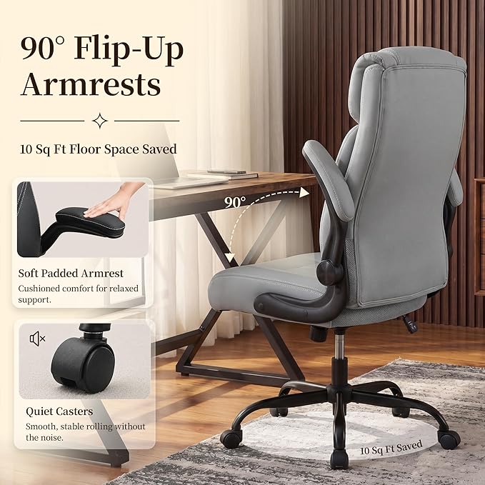 Office Chair, Leather Ergonomic Computer Desk Chair