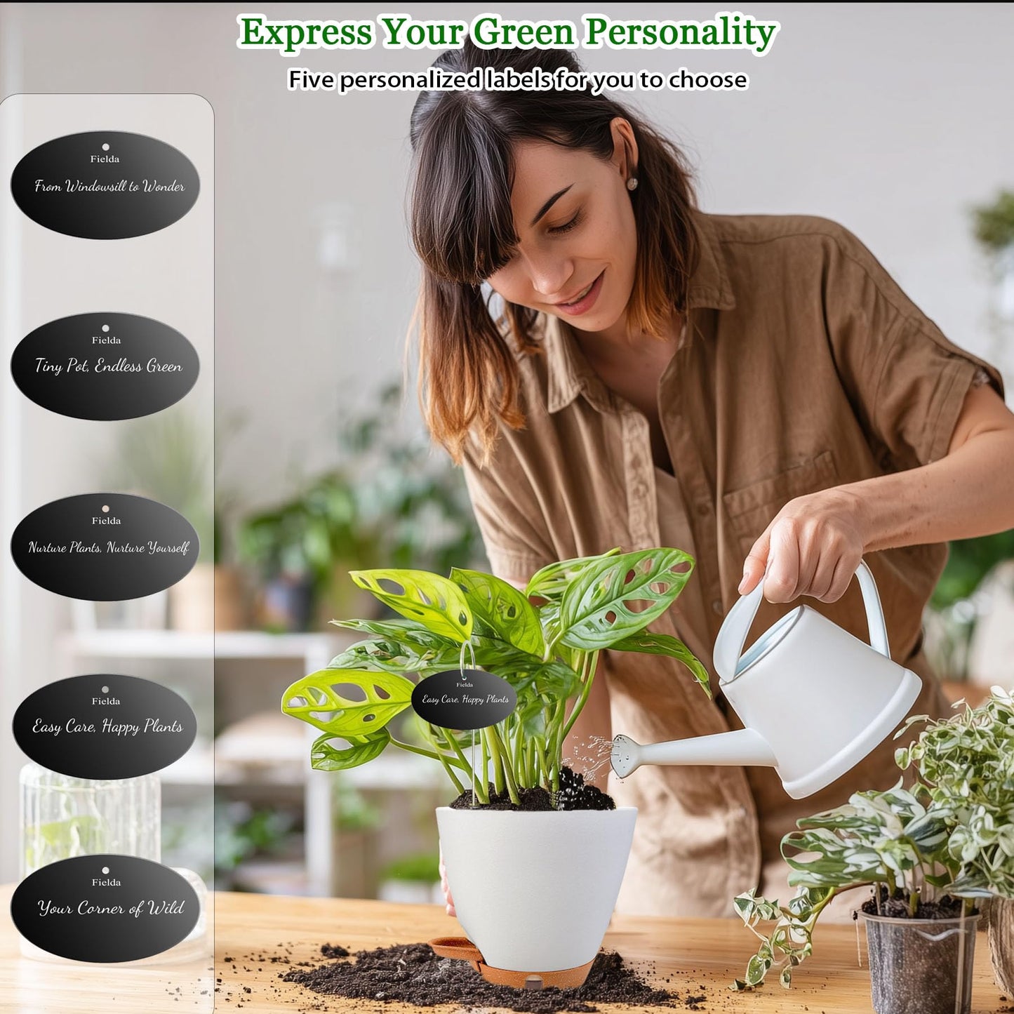 6 Inch Self Watering Pots for Indoor Plants(5-Pack) – Small Plastic Planters with Water Level Window, Drainage Holes & Detachable Trays, Indoor Outdoor Flower Pots for Herbs, Snake,Pothos(White)