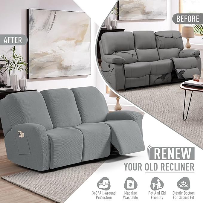 TAOCOCO Recliner Sofa Covers 8-Pieces Stretch Large Couch Covers