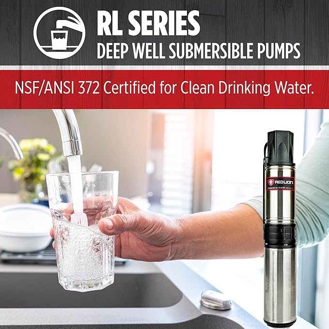 Red Lion RL12G15-3W2V 4-inch Submersible Deep Well Pump, 1-1/2-HP, 12 GPM, 3-Wire, 230-Volt, Steel, 14942408