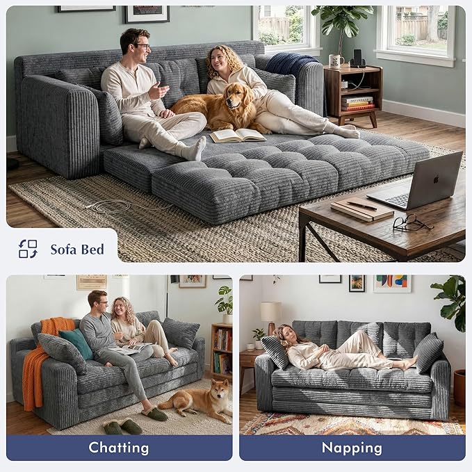 Homkdom 3 Seater Boneless Couch
