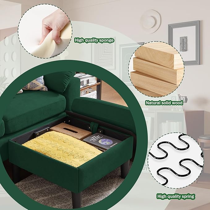 79" Convertible Sectional Sofa Set, Modern Linen Small L Shaped Couch
