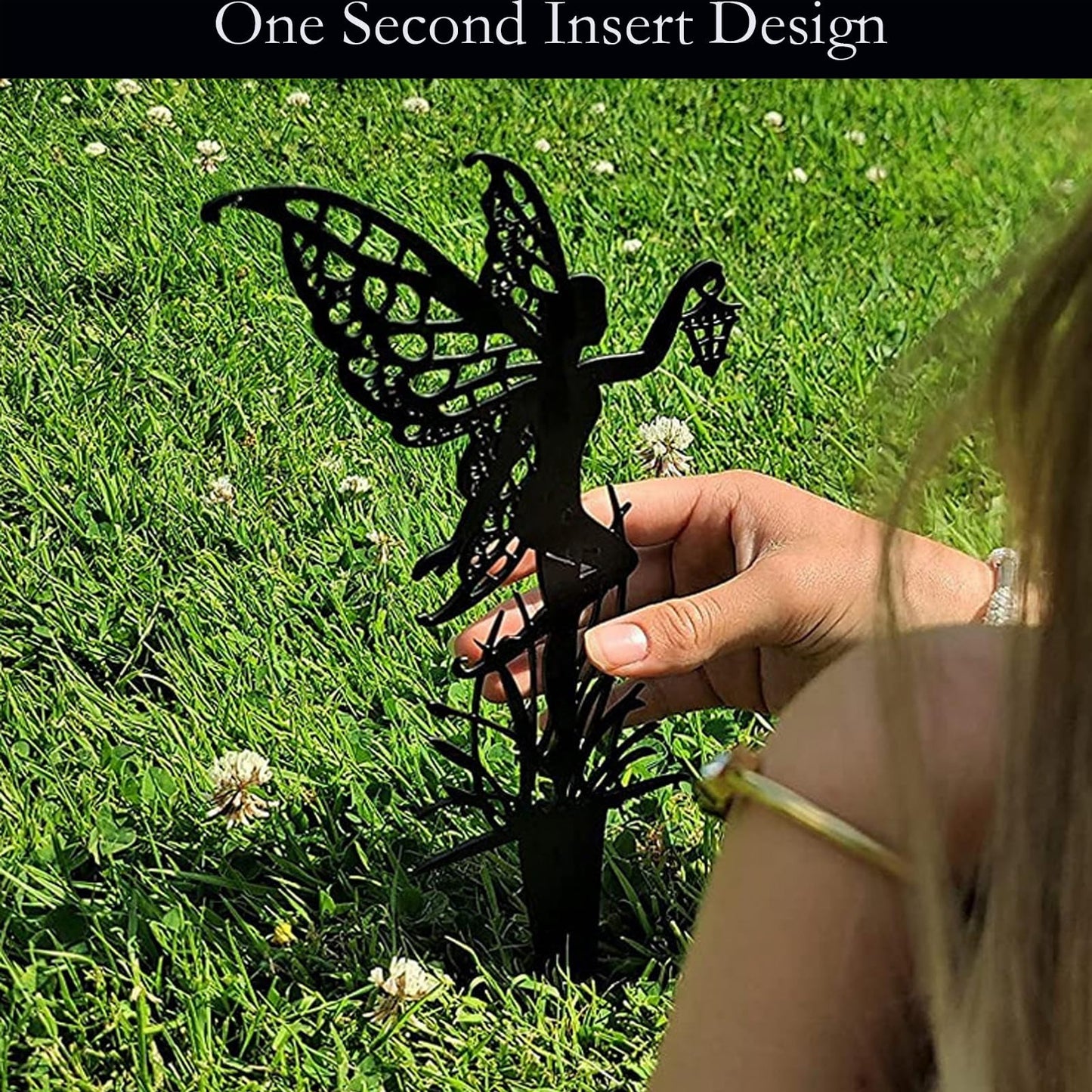 AJHXZMFC Decorative Garden Stakes， Fairy Garden Stakes, Butterfly Fairy Stakes for Weather Resistant Black Metal Outdoor Decorative Art for Women Gift (Matte Black, 6P-A)