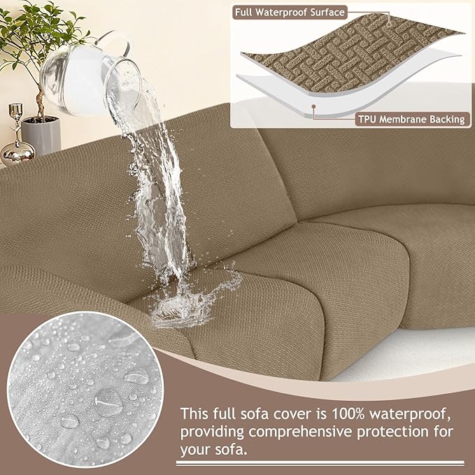 ALIECOM 100% Waterproof Recliner Sectional Couch Covers L Shape Stretch Corner