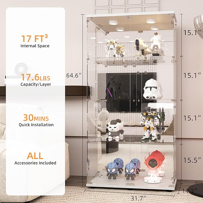 LFT HUIMEI2Y Glass Display Cabinet 4-Shelf