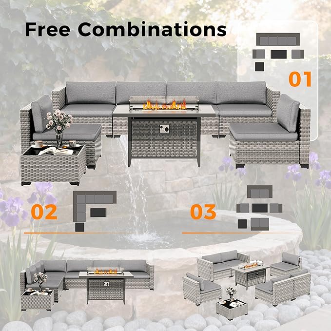 6-Seat Modern Outdoor Wicker Rattan Patio Furniture Set