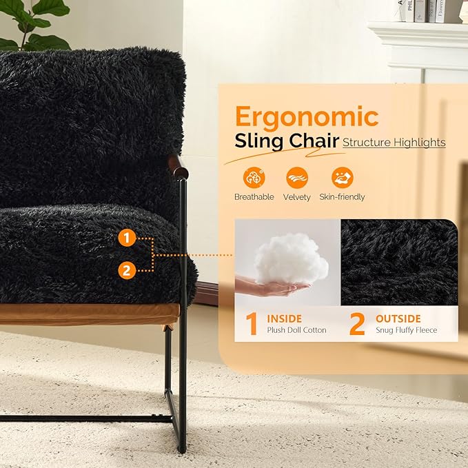 VINGLI 28" Wide Plush Upholstery Sling Modern Accent Chairs Set of 2, Cute