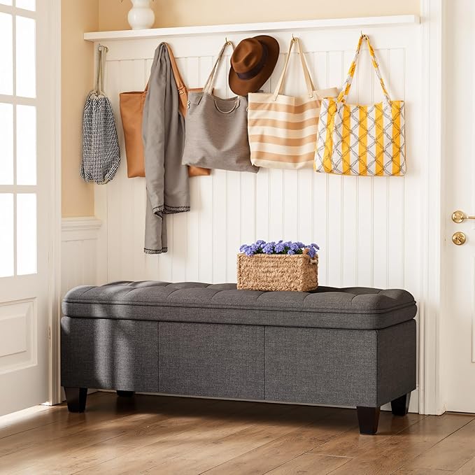 YESHOMY 47 Inches Ottoman with Storage, Storage Bench with Legs, Ottomans