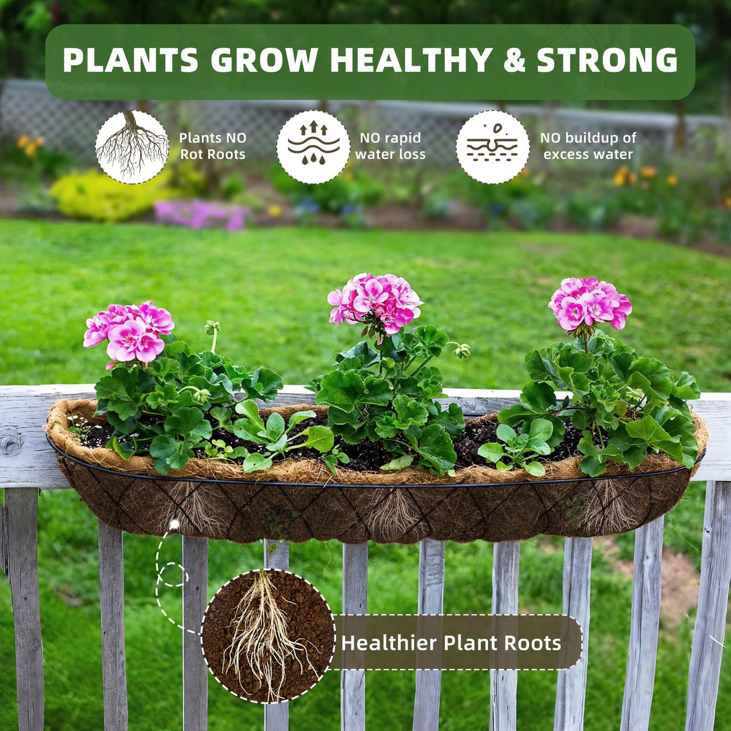 Fansile 30 inch 3 Pack Trough Coco Liners, Natural Coconut Coir Fiber for Wall Basket Planters, Window Box Liners, Garden Planter Baskets, Fence Flower Baskets