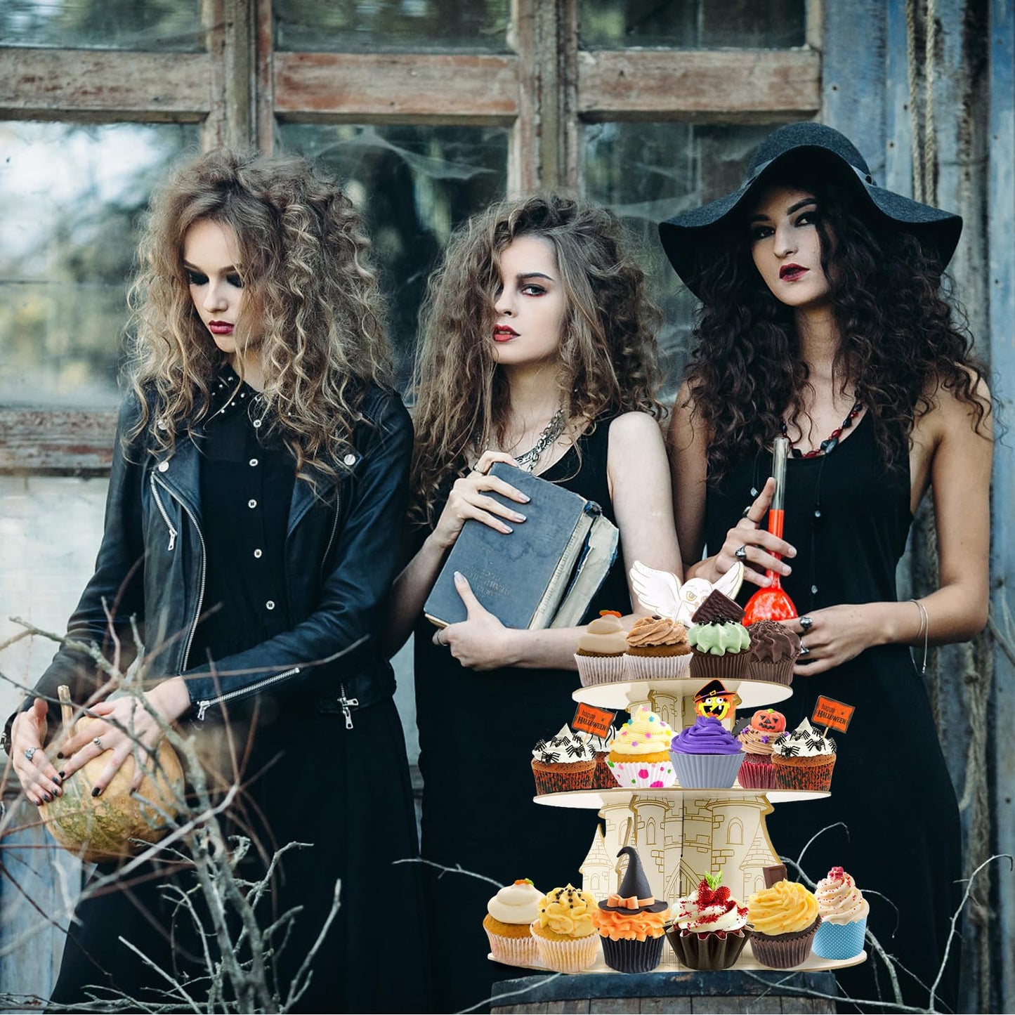 XEFINAL 3-Tier Magical Cupcake Stand - Wizard Birthday & Halloween Party Cake Stand - Gift for Magical Lovers (Birthday Styles)