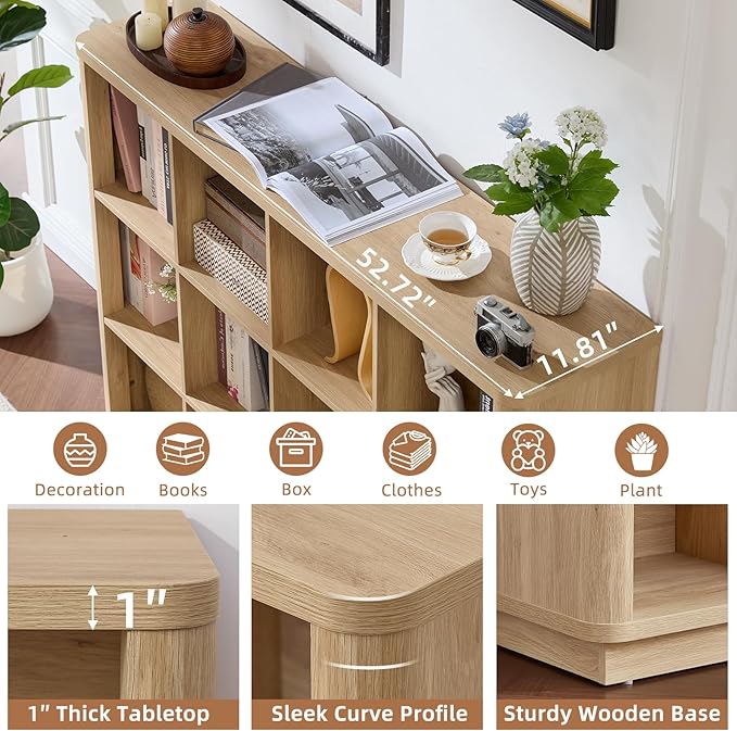 Joaxswe 12 Cube Storage Organizer, Wood Floor Standing 3-Tier Cubby Bookcase