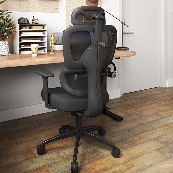 Ergonomic Office Chair with Adjustable Lumbar Support, 3D Arms and Headrest