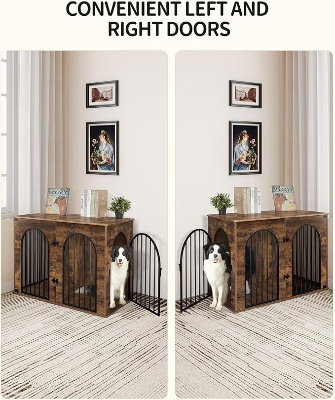 Hzuaneri 44.1" Wooden Dog Crate Furniture, Indoor Dog Kennel Dogs Cage