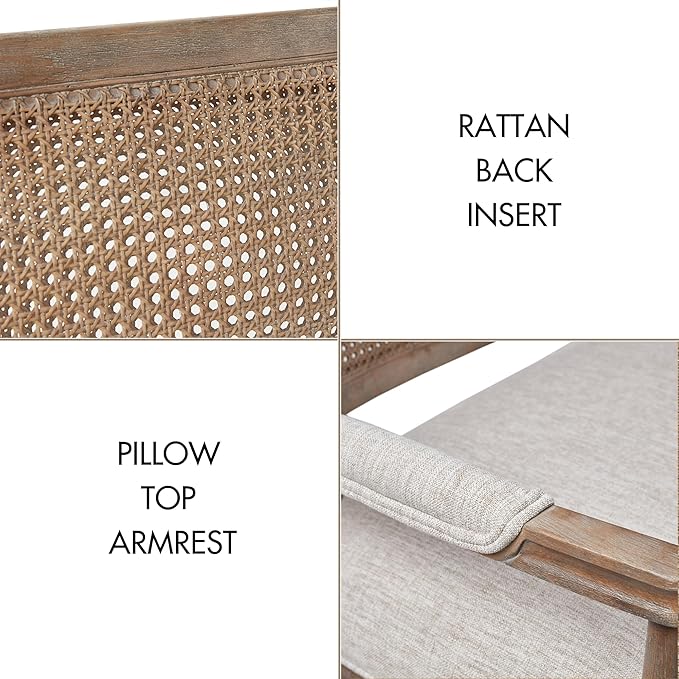 Madison Park Willshire Natural Rattan Settee, Upholstered Seat