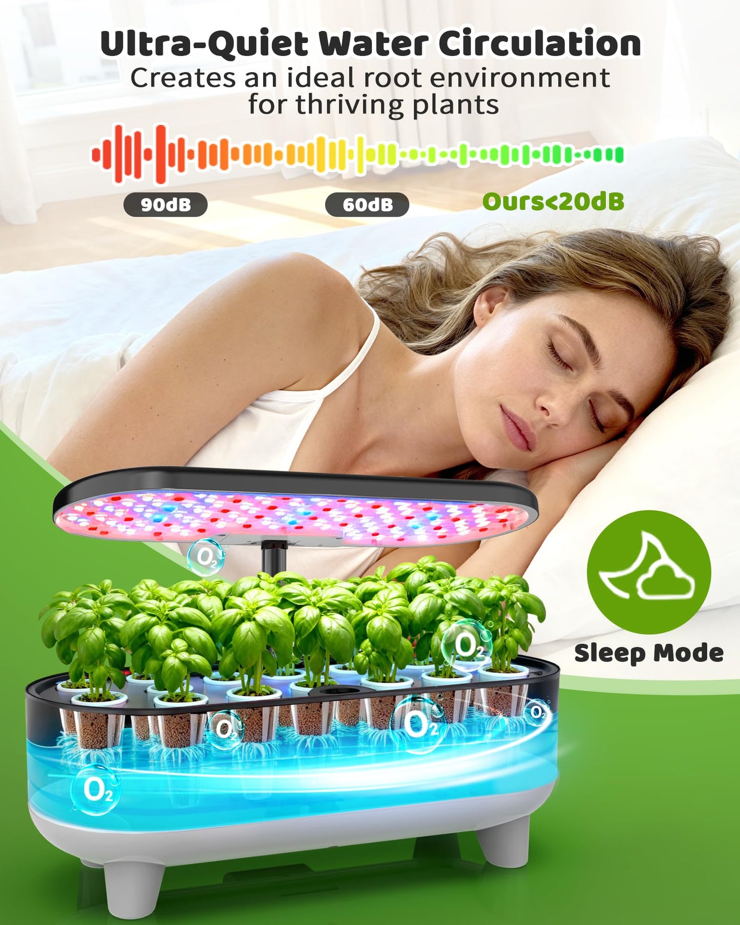 Growell Hydroponics Growing System Kit, 16 Pods, Vertical 8L Indoor Gardening System for Herb Vegetable Fruit, Hydro Garden with LED Grow Light, Smart Water Circulation, 3 Light Modes & 2 Timer, Black