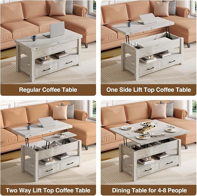 Rolanstar Coffee Table Lift Top, Converts to Dining Table