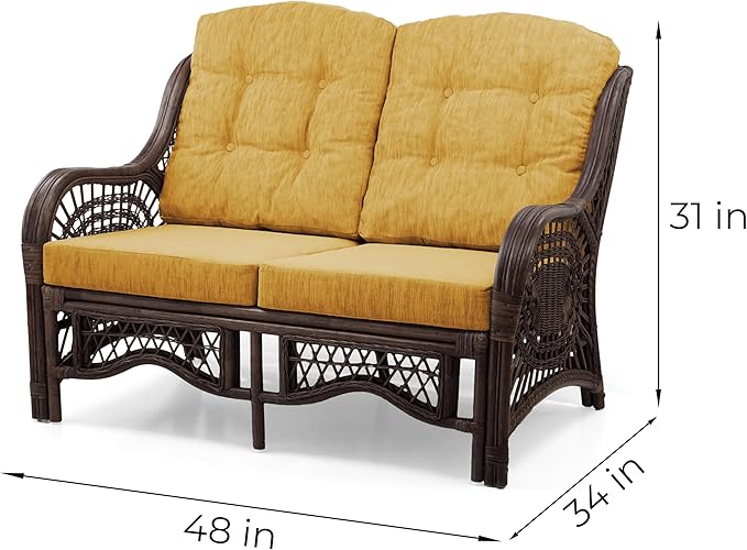 Malibu Lounge Loveseat Sofa Natural Rattan Wicker Handmade Design