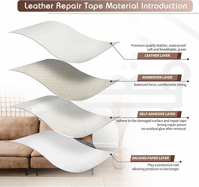 KING MOUNTAIN Leather Repair Patch, 4 x 63 Inches self Adhesive Leather Repair