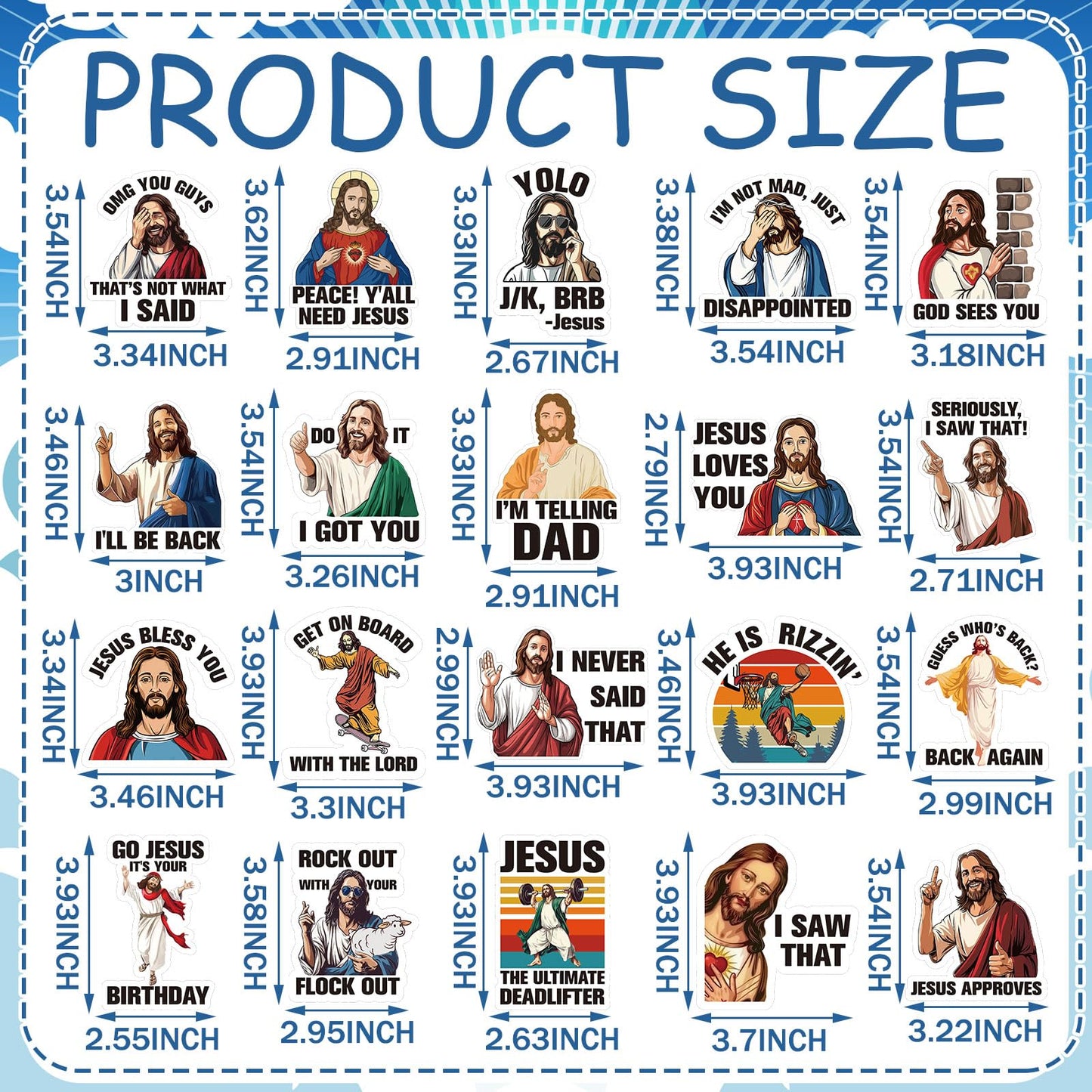 Xuhal 20 pcs Large Jesus I Saw that Magnet Sticker for Christian Kitchen Religious Refrigerator Whiteboard Locker Jesus Christian Fridge Magnets Home Office