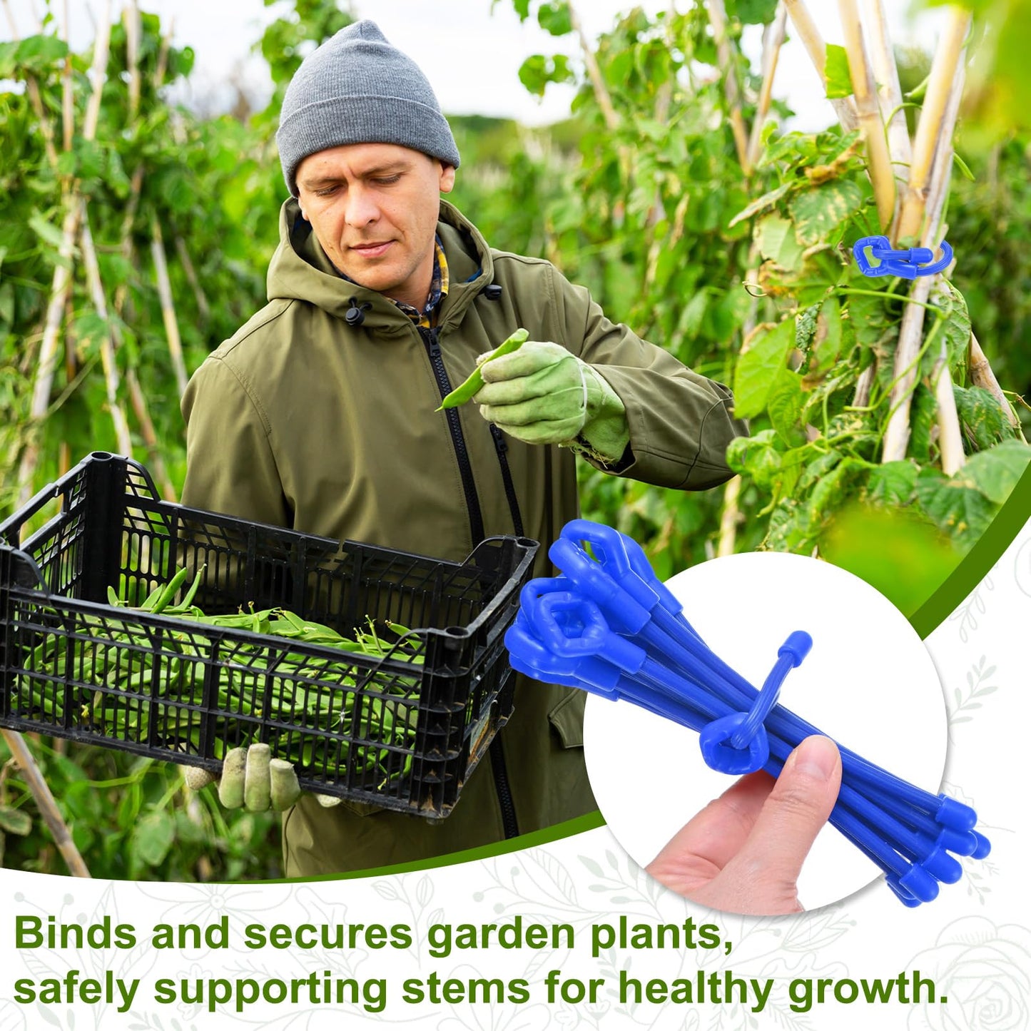 M METERXITY 12-Pack Adjustable Plant Ties, 10inch/25.4cm Silicone Flexible Multi-Function Sturdy Garden Twist Tie for Plant Support/Tree/Shrub/Vine, Reusable Support Twine [Blue]