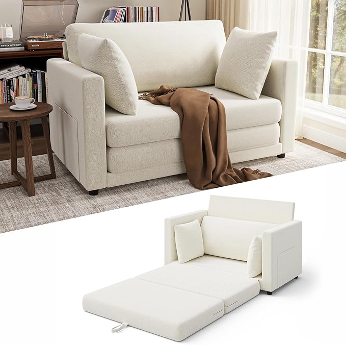 Convertible Sofa Bed, 2 in 1 Pull Out Loveseat Sleeper Sofa | 78.7” Folding