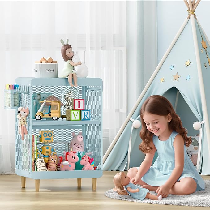 SYKIARIOL Kids Nightstand for Girls, Metal Bedside Table